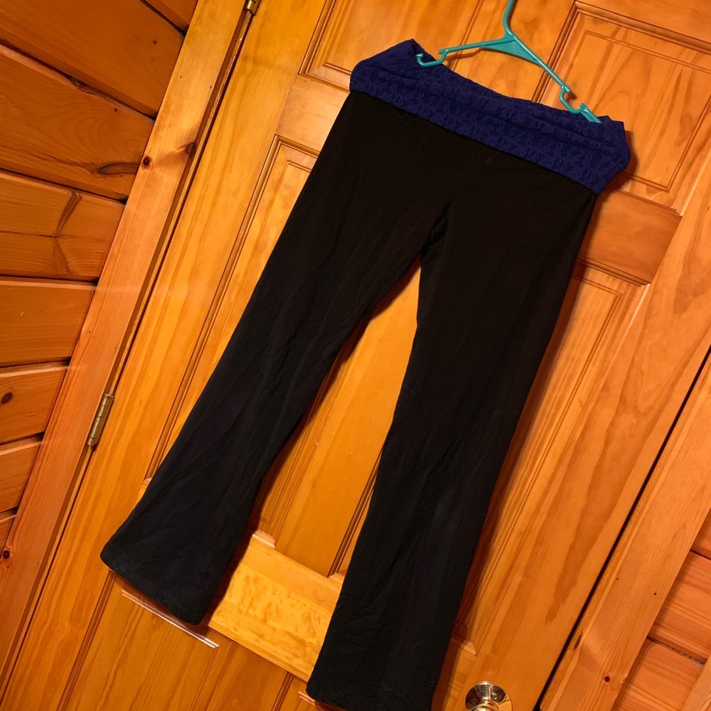 black with blue lace PINK VS boot cut yoga pants